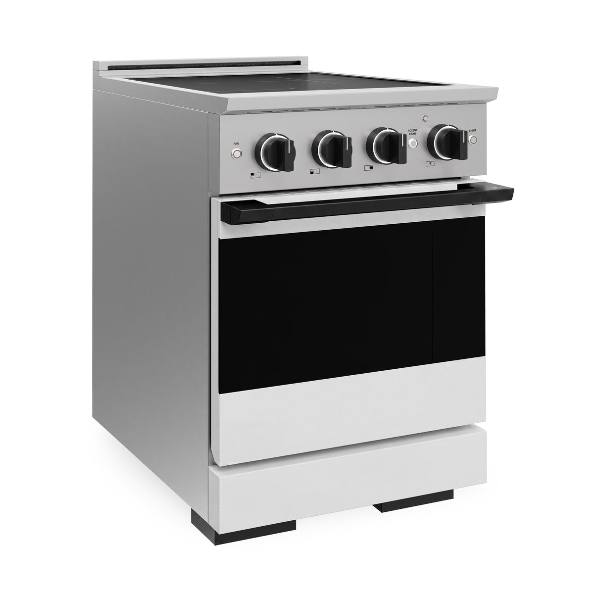 ZLINE Autograph 24-Inch Marino Induction Range in Stainless Steel with White Matte and Matte Black (MINRZ-WM-24-MB) - side view