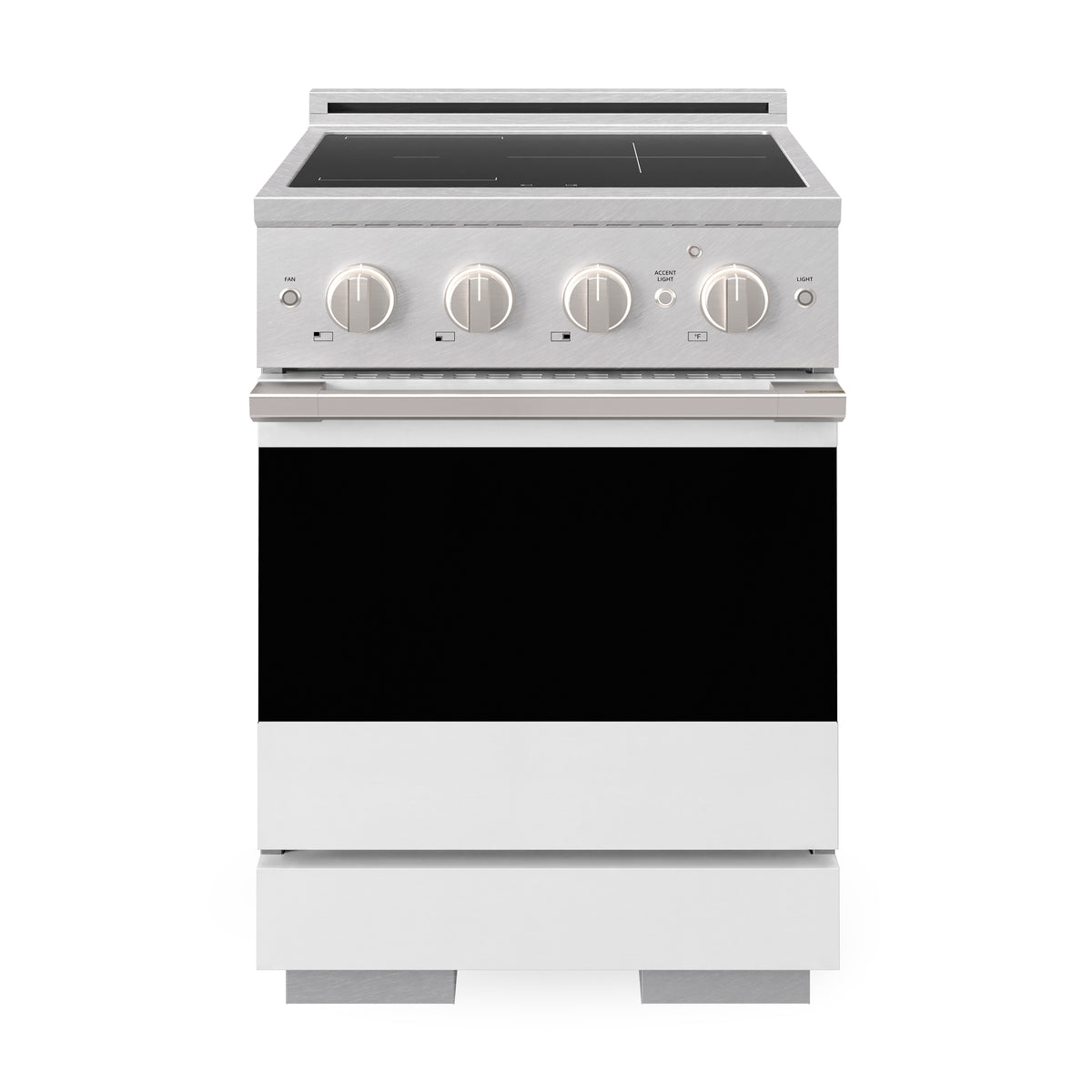 ZLINE 24-Inch Marino Induction Range in Satin Stainless Steel with White Matte (MINRS-WM-24) - front view