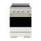 ZLINE Autograph Edition 24-Inch 3.2 Cu. Ft. Marino Induction Range 3 Element Cooktop and Electric Oven in Stainless White and Gold (MINRZ-WM-24-G)