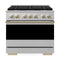 ZLINE Autograph Edition 36-Inch 5.2 Cu. Ft. Marino Dual Fuel Range 6 Burner DuoPro Cooktop Electric Oven in Stainless and Champagne (PMDRZ-36-CB)