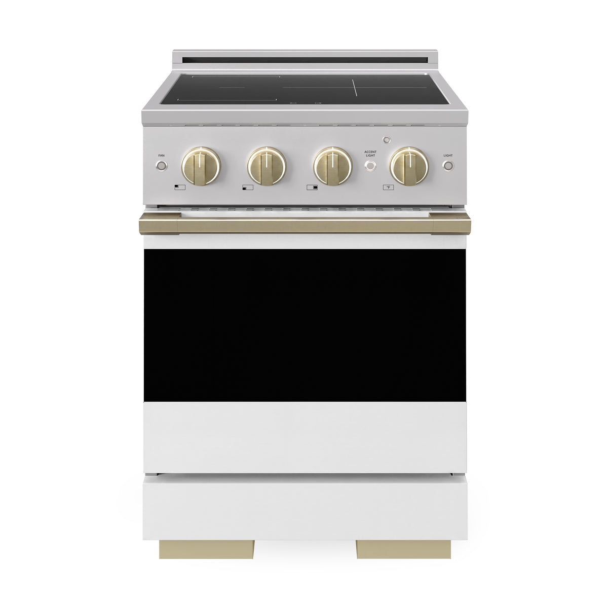 ZLINE Autograph 24-Inch Marino Induction Range in Stainless Steel with White Matte and Champagne Bronze (MINRZ-WM-24-CB) - front view