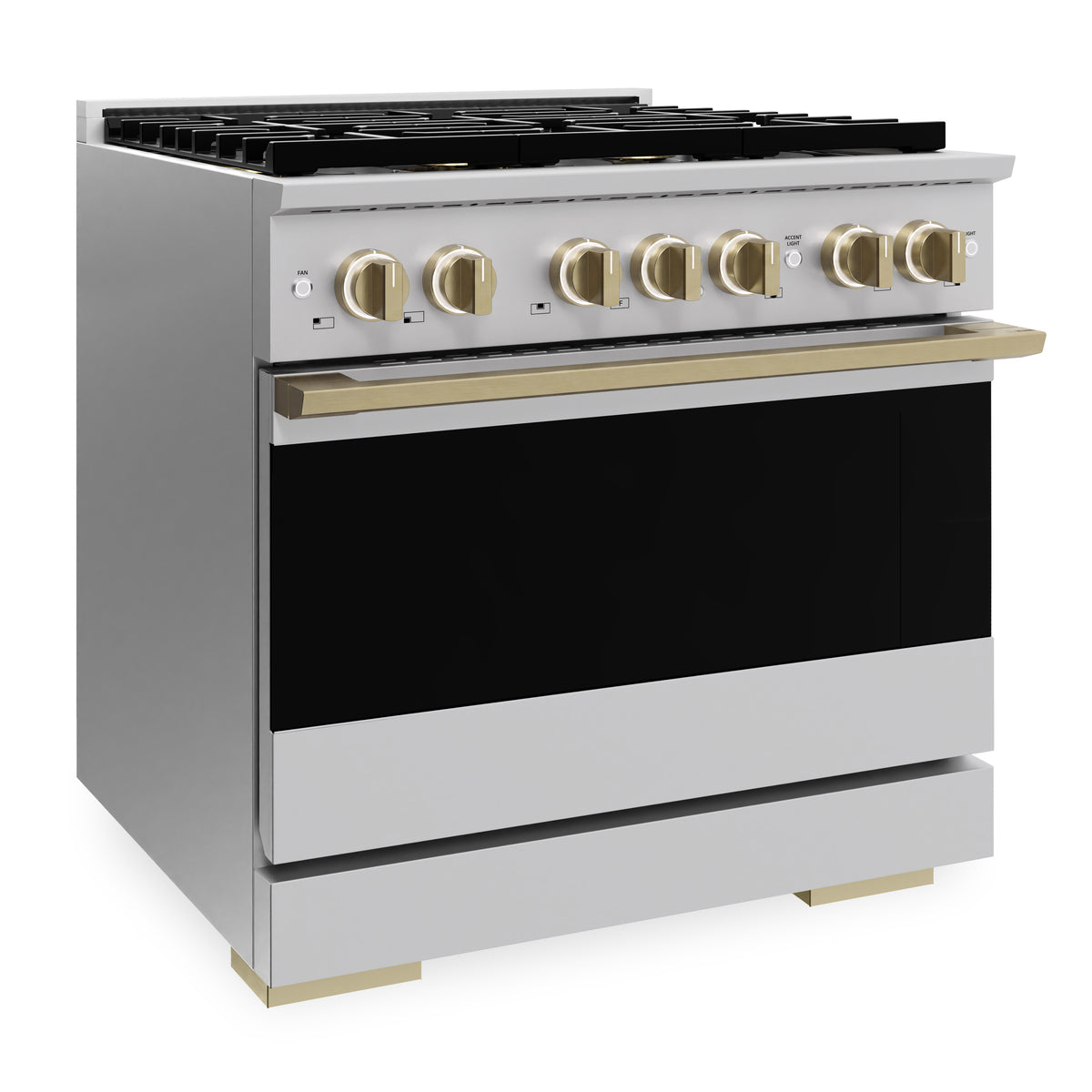 ZLINE Autograph 36-Inch Marino Gas Range with DuoPro Cooktop in Stainless Steel with Champagne Bronze (PMGRZ-36-CB) - side view