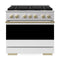ZLINE Autograph Edition 36-Inch 5.2 Cu. Ft. Marino Gas Range with 6 Burner DuoPro Cooktop and Gas Oven with White and Champagne (PMGRZ-WM-36-CB)