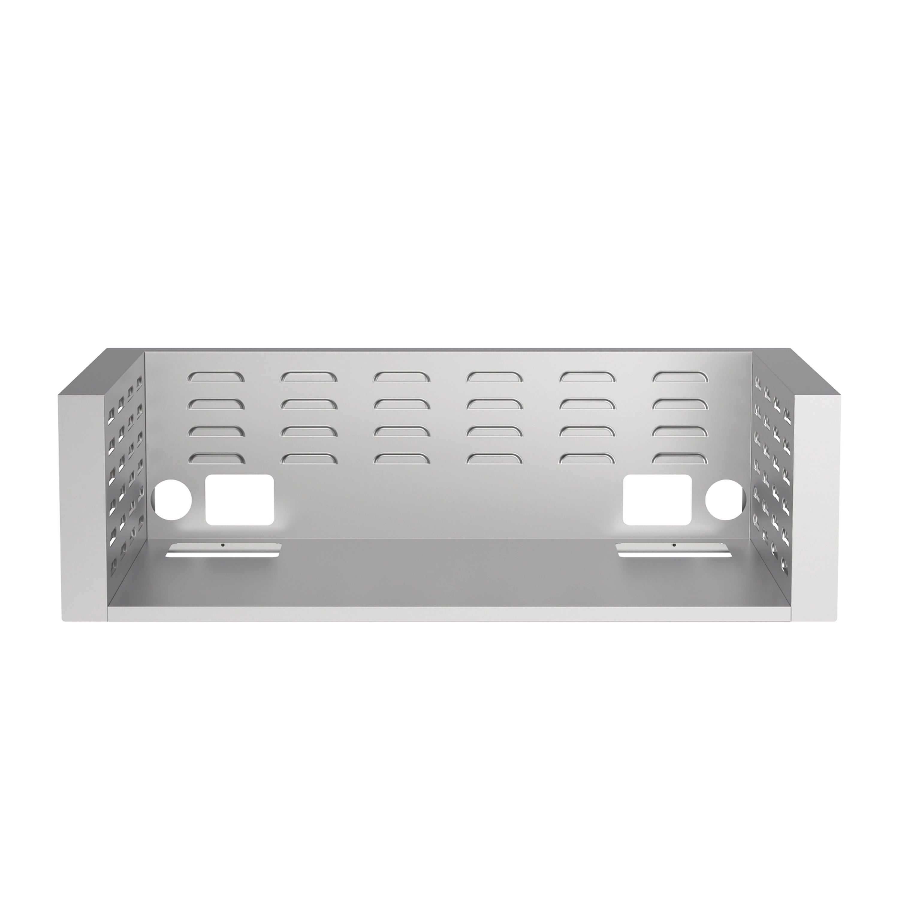 Insulated range hood jacket interior with vent slots and two cutout openings