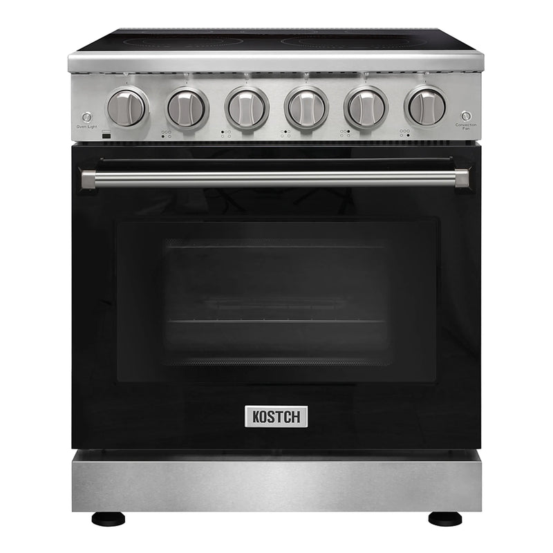 Kostch 30-Inch Glass Top Electric Range with 5 Burners & 4.55 Cu. Ft. Convection Oven in Black (KOS-30RE06H-B)