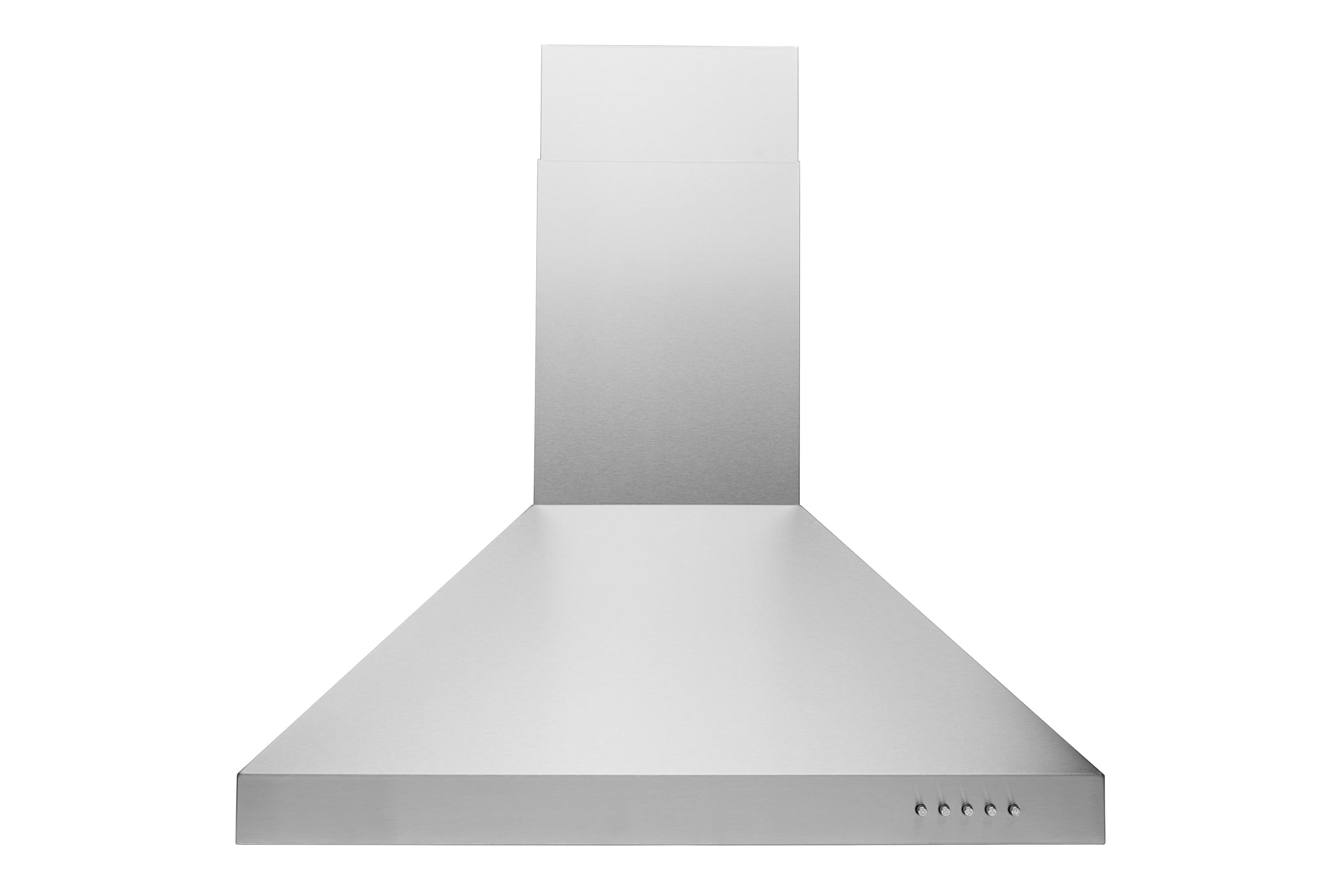Stainless steel wall mount range hood with wide chimney and control buttons