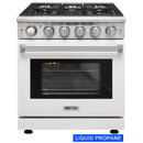 Kostch 30-Inch Propane Gas Range with 5 Burners & 4.55 Cu. Ft. Convection Oven in White (KOS-30RG03MLP-W)