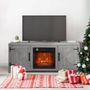 Parrot Uncle 58-Inch Farmhouse TV Stand with 18-Inch Insert Electric Fireplace for Living Room