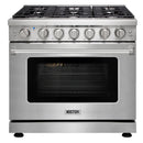 Kostch 36-Inch Gas Range with 6 Burners & 6.0 Cu. Ft. Convection Oven in Stainless Steel (KOS-36RG03M-S)