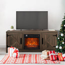 Parrot Uncle 58-Inch Farmhouse TV Stand with 18-Inch Insert Electric Fireplace for Living Room