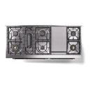 ILVE 60-Inch Nostalgie II Noblesse Natural Gas Dual Fuel Range with 9 Sealed Burners, Griddle, and Solid Door Oven in Midnight Blue with Bronze Trim (UN60FQNMPMBB)