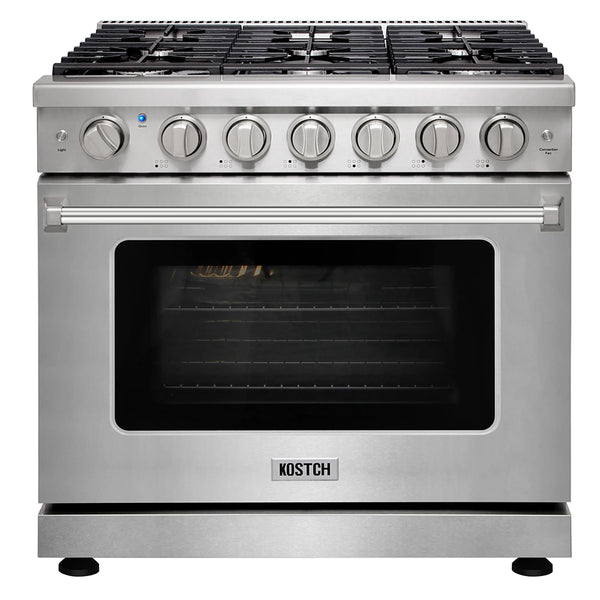 Kostch 36-Inch Propane Gas Range with 6 Burners & 6.0 Cu. Ft. Convection Oven in Stainless Steel (KOS-36RG03MLP-S)