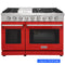 Kostch 48-Inch Propane Gas Range with 6 Burners, Griddle Cooktop & 6.8 Cu. Ft. Convection Oven in Red (KOS-48RG03MLP-R)