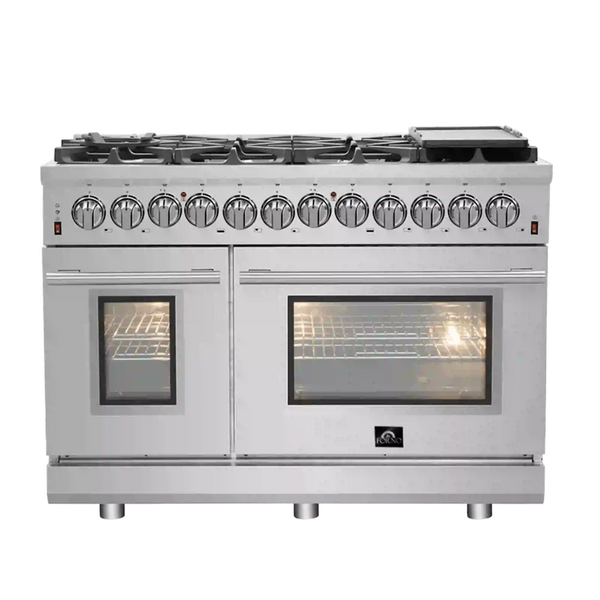 Forno Massimo 48-Inch Freestanding Dual Fuel Range in Stainless Steel (FFSGS6125-48)