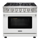 Kostch 36-Inch Propane Gas Range with 6 Burners & 6.0 Cu. Ft. Convection Oven in White (KOS-36RG03MLP-W)