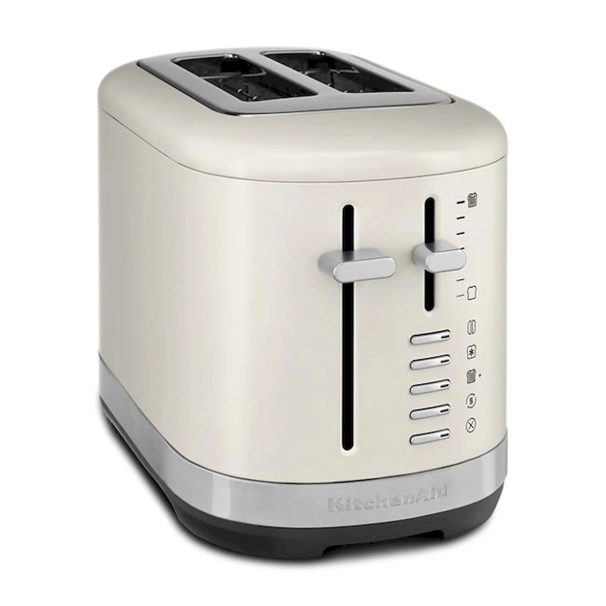 KitchenAid 2-slice toaster in porcelain white, with two slots and side dial controls