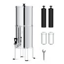 Waterdrop Gravity-fed Water Filter System, NSF/ANSI 42&372 Standard, 2.25G Stainless-Steel System with 2 Filters, Sight Glass Spigot and Stand, Reduces Chlorine and Lead-King Tank Series