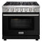 Kostch 36-Inch Propane Gas Range with 6 Burners & 6.0 Cu. Ft. Convection Oven in Black (KOS-36RG03MLP-B)