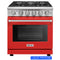Kostch 30-Inch Propane Gas Range with 5 Burners & 4.55 Cu. Ft. Convection Oven in Red (KOS-30RG03MLP-R)