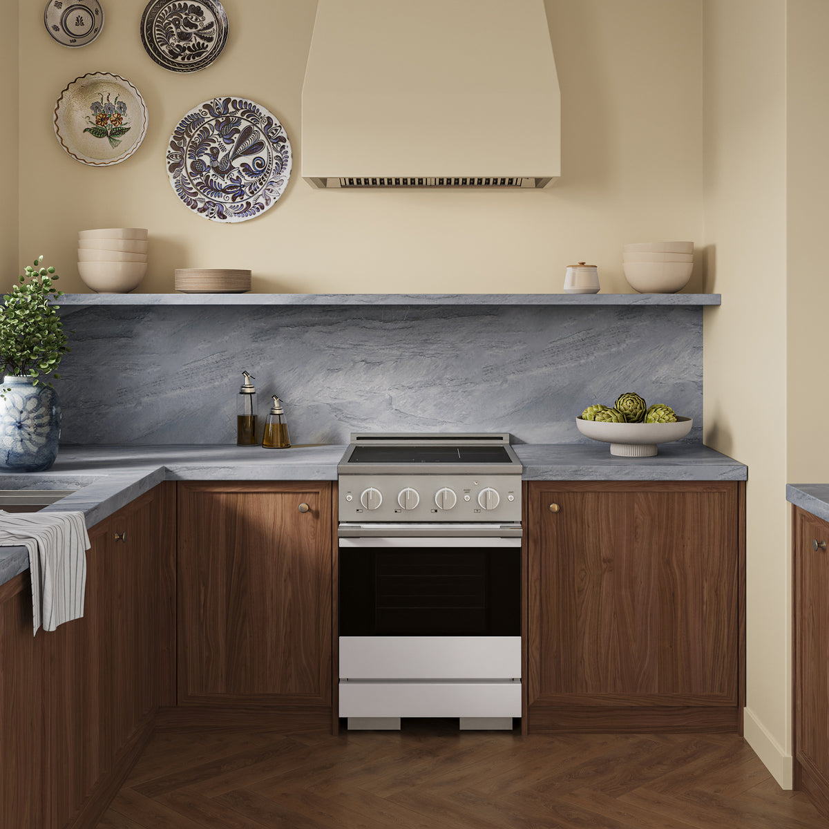 ZLINE 24-Inch Marino Induction Range in Stainless Steel with White Matte (MINR-WM-24) - kitchen lifestyle view