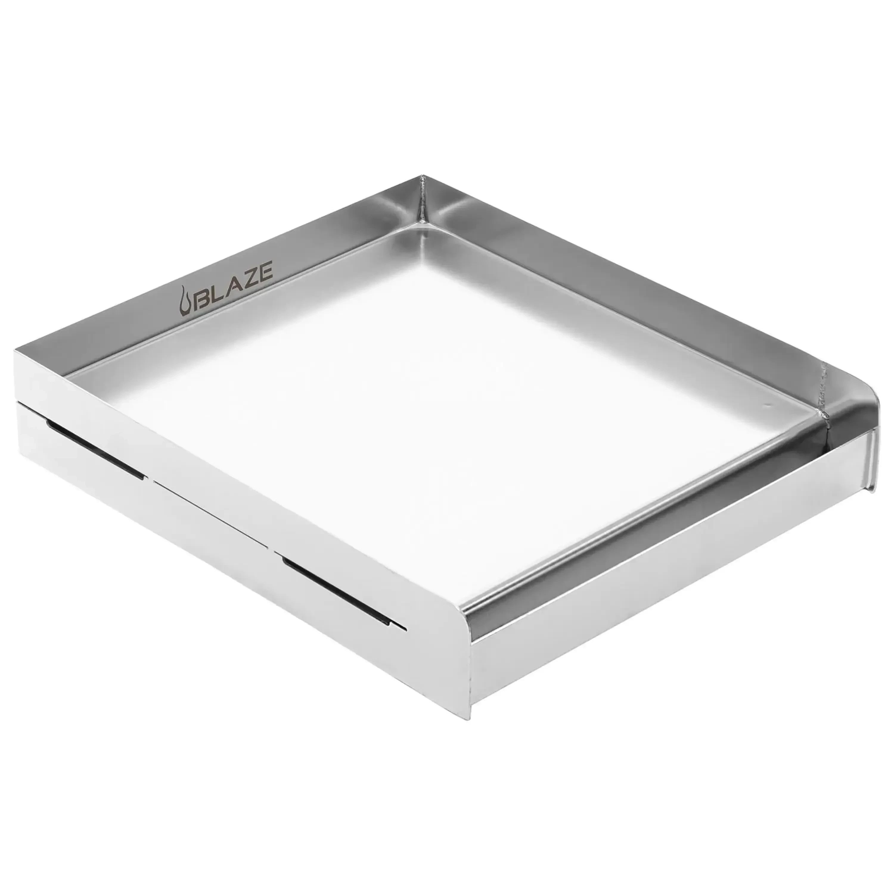 Blaze 14-inch stainless steel griddle plate with ridged sides and open cooking surface