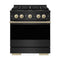 ZLINE Autograph Edition 30-Inch 4.2 Cu. Ft. Marino Gas Range 4 Burner DuoPro Cooktop and Gas Oven in Black Stainless and Champagne (PMGRBZ-30-CB)