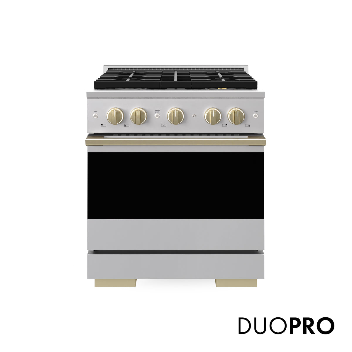 ZLINE Autograph 30-Inch Marino Gas Range with DuoPro Cooktop in Stainless Steel with Champagne Bronze (PMGRZ-30-CB) - front view