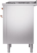 ILVE Nostalgie II 36-Inch Dual Fuel Freestanding Range in Stainless Steel with Copper Trim (UP36FNMPSSPLP)