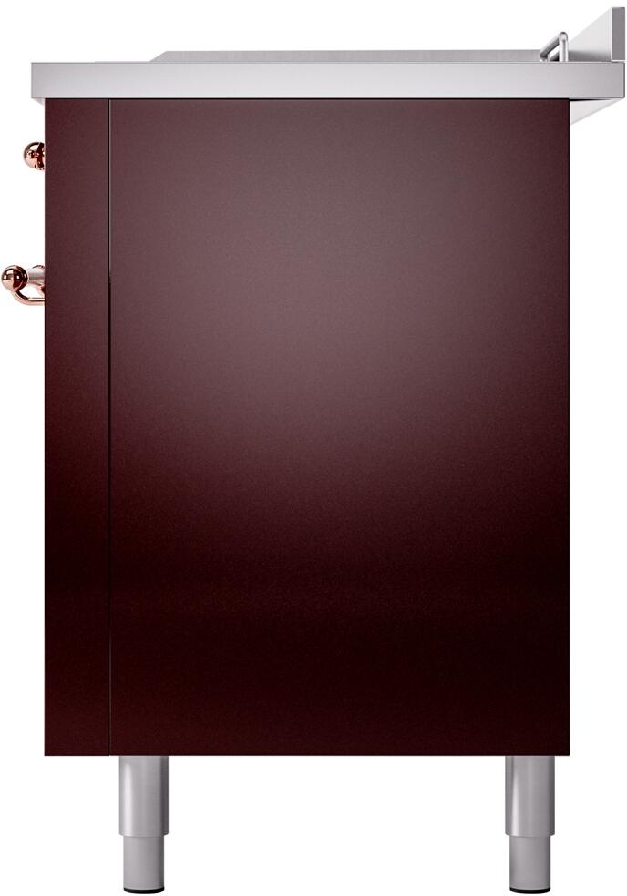 Burgundy range side panel with copper knob and vented top section