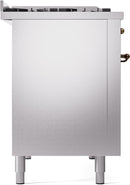 ILVE Nostalgie II 48-Inch Freestanding Natural Gas Dual Fuel Range in Stainless Steel with Bronze Trim (UP48FNMPSSB)