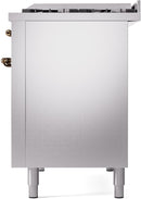 ILVE Nostalgie II 48-Inch Freestanding Natural Gas Dual Fuel Range in Stainless Steel with Bronze Trim (UP48FNMPSSB)