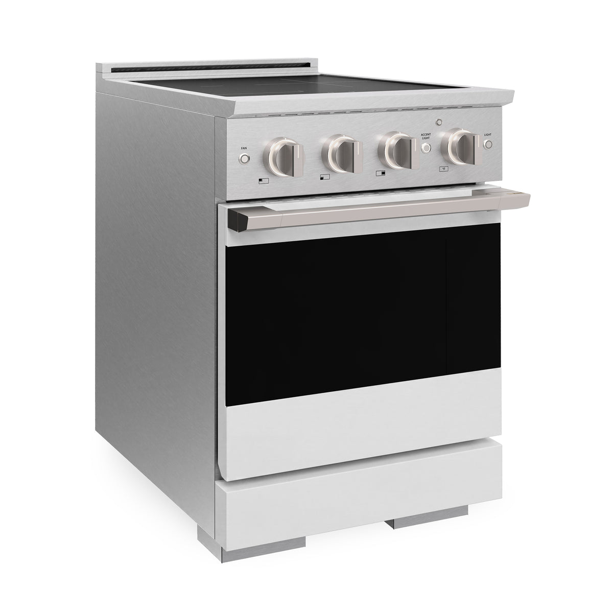 ZLINE 24-Inch Marino Induction Range in Satin Stainless Steel with White Matte (MINRS-WM-24) - side view