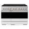 ZLINE 48-Inch 6.7 Cu. Ft. Marino Gas Range with 8 Burner DuoPro Cooktop and Dual Ovens in Satin Stainless Steel with White Matte Doors (PMGRS-WM-48)
