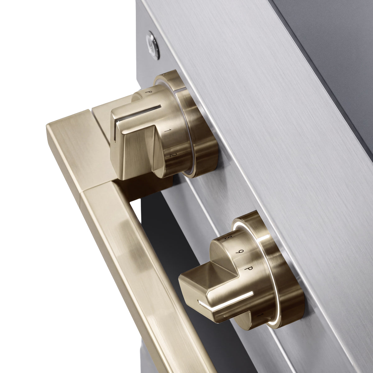 ZLINE Autograph 36-Inch Marino Induction Range in Stainless Steel with Champagne Bronze (MINRZ-36-CB) - LED knob detail