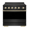 ZLINE Autograph Edition 36-Inch 5.2 Cu. Ft. Marino Induction Range with 5 Element Cooktop and Electric Convection Oven in Black Stainless Steel with Champagne Bronze Accents (MINRBZ-36-CB)