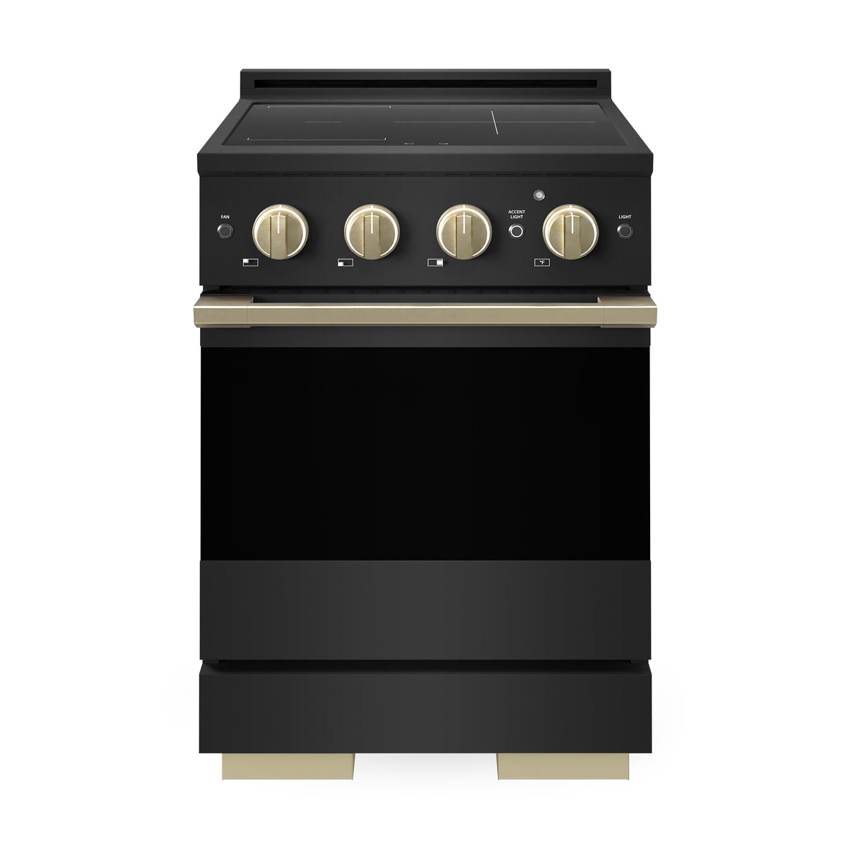 ZLINE Autograph 24-Inch Marino Induction Range in Black Stainless Steel with Champagne Bronze (MINRBZ-24-CB) - front view