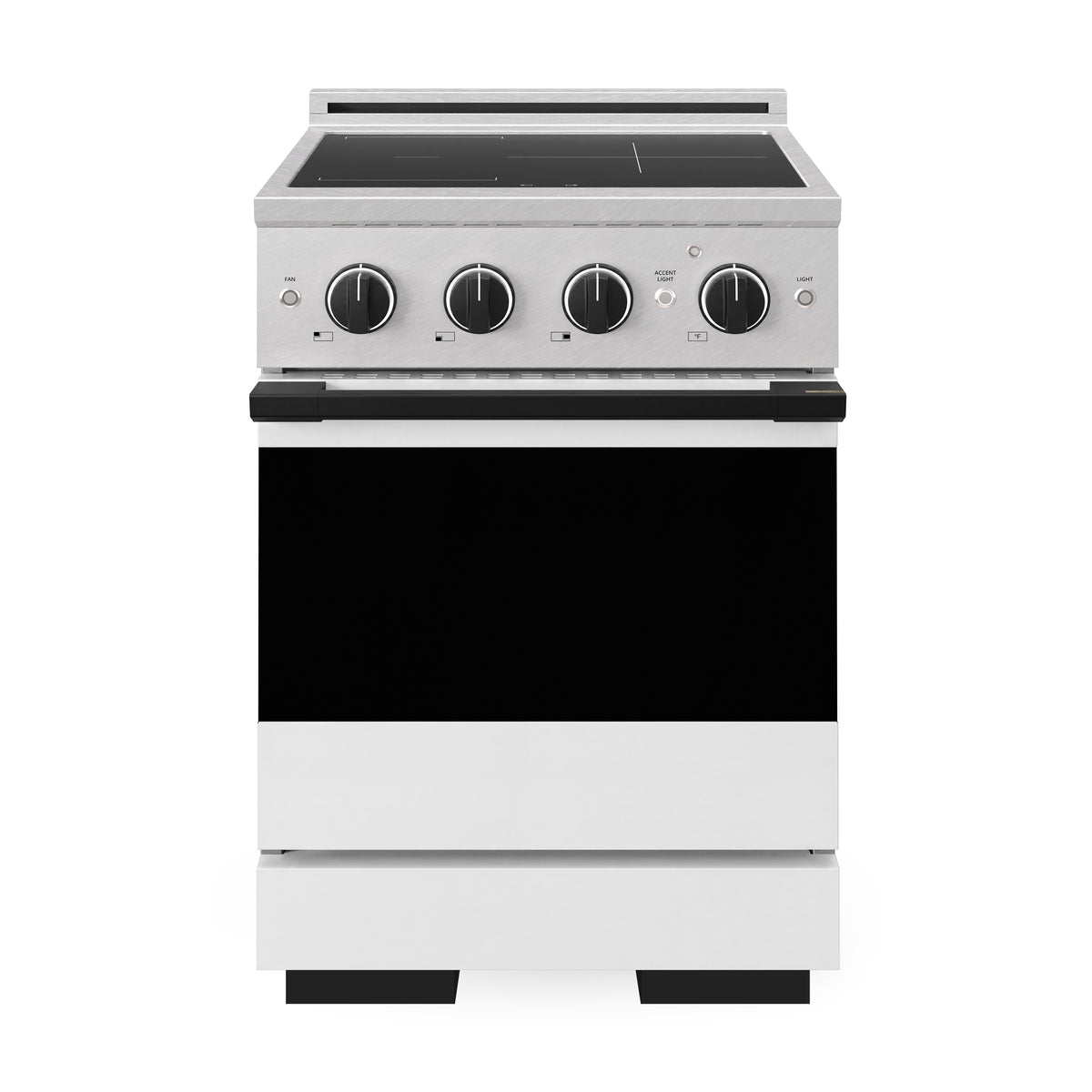 ZLINE Autograph 24-Inch Marino Induction Range in Satin Stainless Steel with White Matte and Matte Black (MINRSZ-WM-24-MB) - front view
