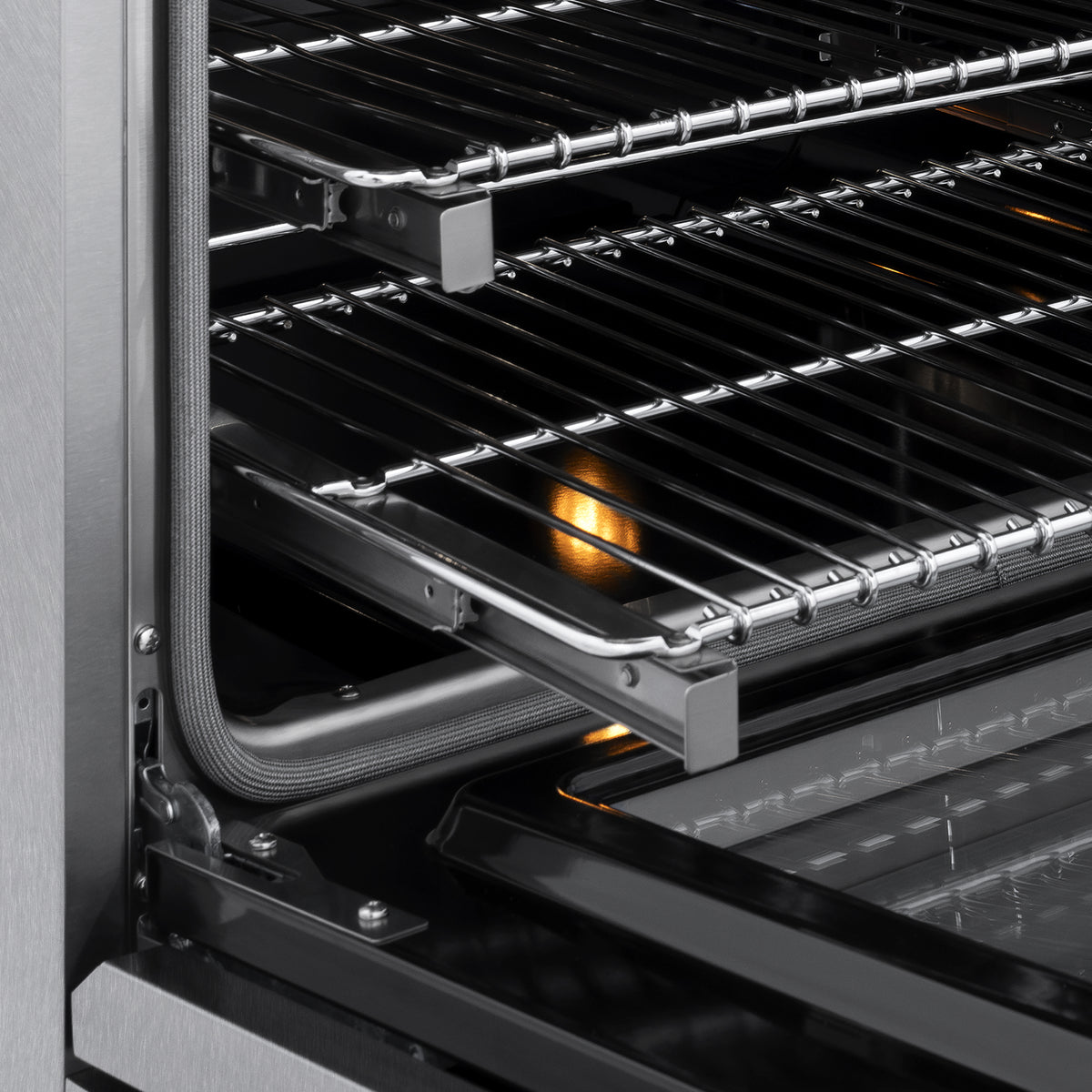 ZLINE Autograph 48-Inch Marino Dual Fuel Range with DuoPro Cooktop in Satin Stainless Steel with Champagne Bronze (PMDRSZ-48-CB) - oven racks detail