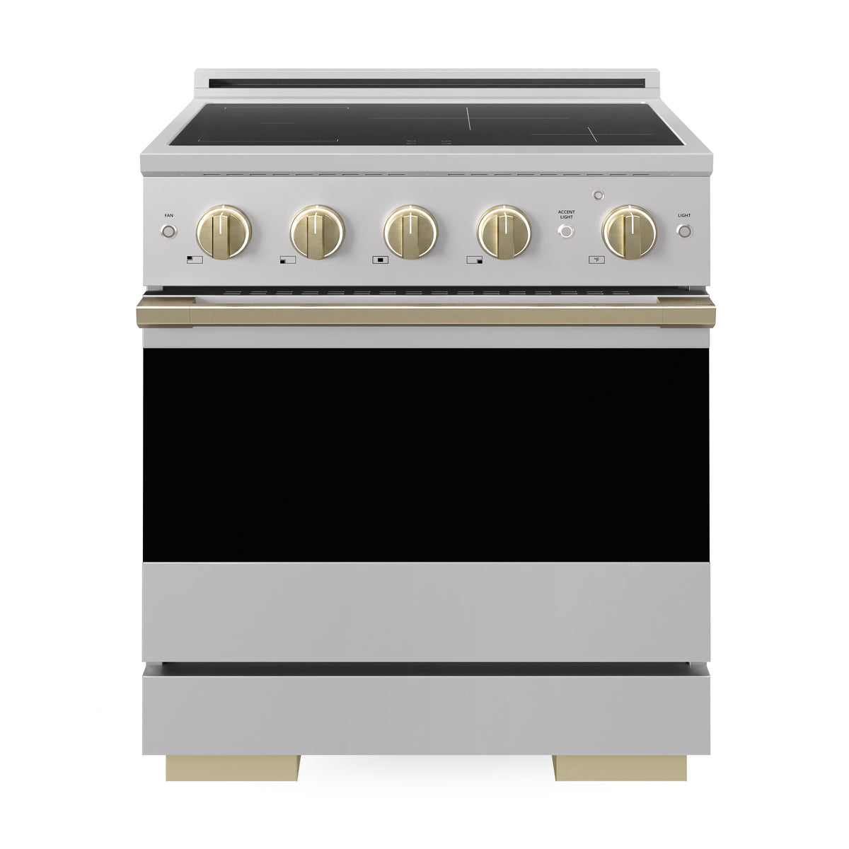 ZLINE Autograph 30-Inch Marino Induction Range in Stainless Steel with Champagne Bronze (MINRZ-30-CB) - front view
