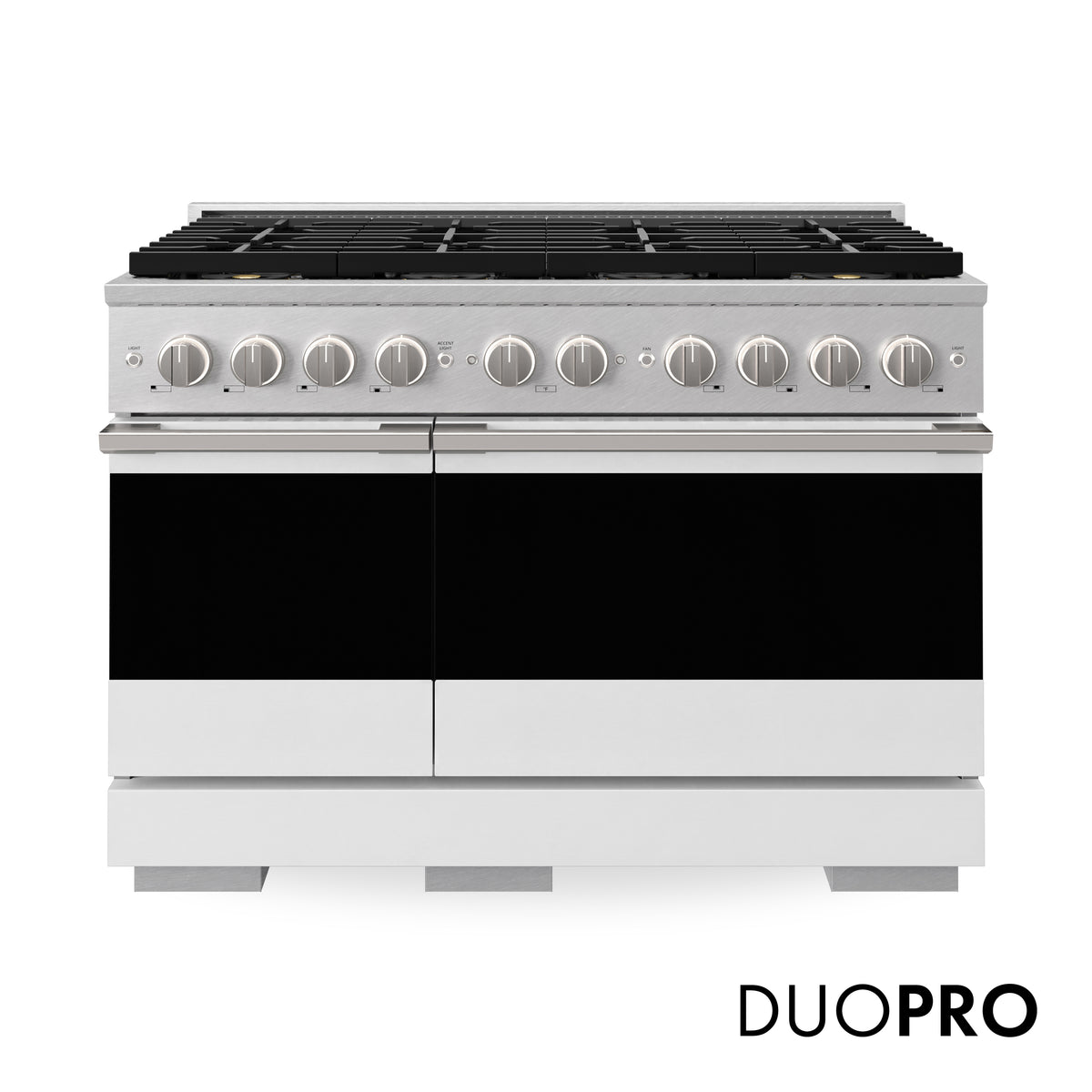 ZLINE 48-Inch Marino Gas Range with 8 Burner DuoPro Cooktop in Satin Stainless Steel with White Matte (PMGRS-WM-48) - front view