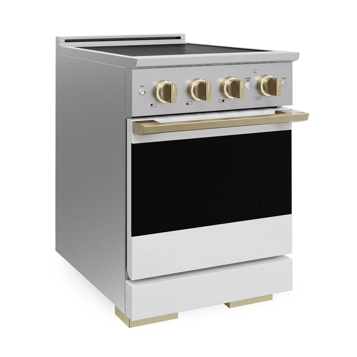 ZLINE Autograph 24-Inch Marino Induction Range in Stainless Steel with White Matte and Champagne Bronze (MINRZ-WM-24-CB) - side view