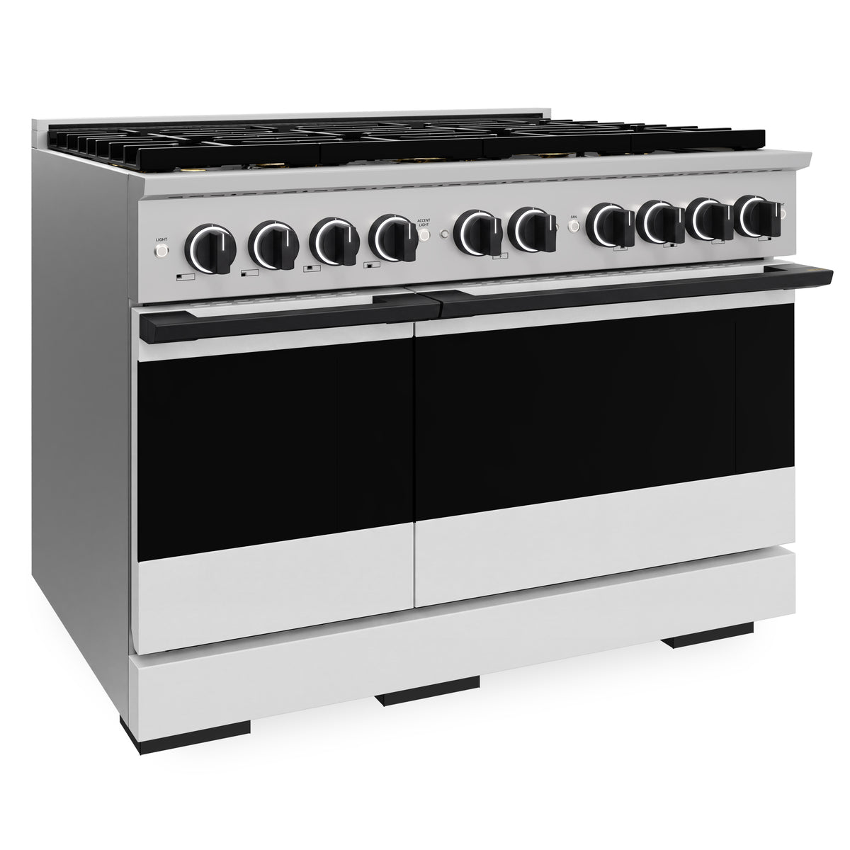 ZLINE Autograph 48-Inch Marino Dual Fuel Range with DuoPro Cooktop in Stainless Steel with White Matte and Matte Black (PMDRZ-WM-48-MB) - side view