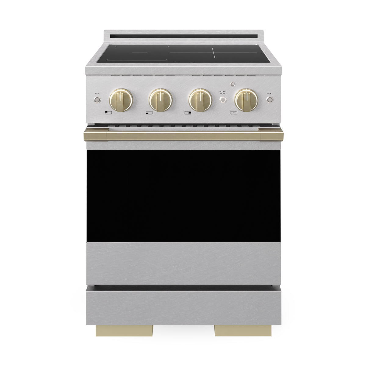 ZLINE Autograph 24-Inch Marino Induction Range in Satin Stainless Steel with Champagne Bronze (MINRSZ-24-CB) - front view
