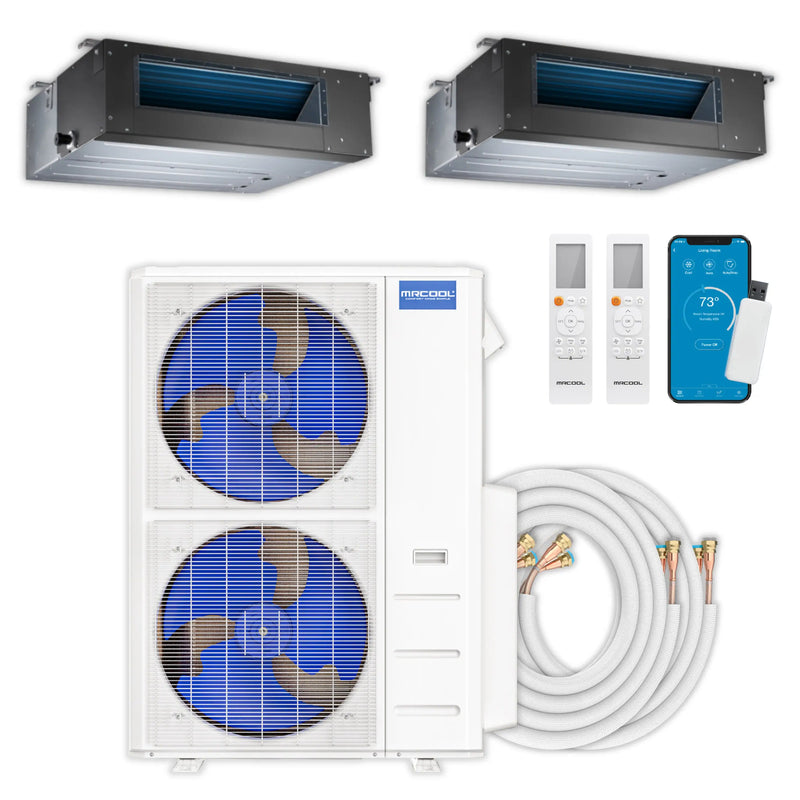 MRCOOL Olympus 4th Gen Mini Split - 2-Zone 48,000 BTU  Air Conditioner and Heat Pump Condenser with  18K + 18K Ceiling Concealed Ducted Air Handlers