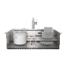 Forno Acqua 33-Inch Drop-In/Undermount 40/60 Double Bowl Stainless Steel Sink with Waterfall Faucet (H-XN30)