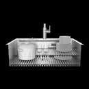 Forno Acqua 33-Inch Drop-In/Undermount 3-Level MultiSINK Workstation Sink with Waterfall Faucet & Glass Rinser (E-XP31)