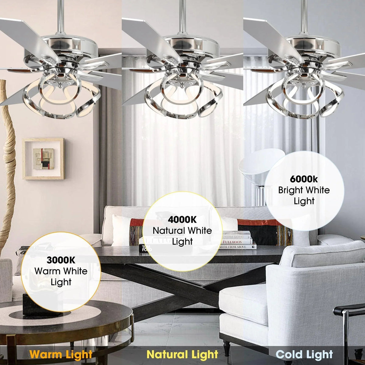 Parrot Uncle 52-Inch Zelda Modern DC Motor Downrod Mount Reversible Ceiling Fan with Lighting and Remote Control (F6367110V)