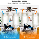 Parrot Uncle 48-Inch Antwerp Farmhouse Flush Mount Reversible Ceiling Fan with Lighting and Remote Control (F6240Q110V)
