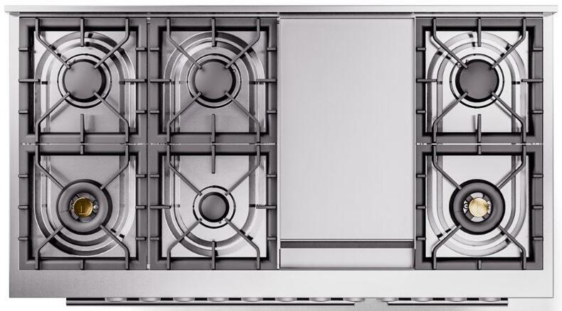 ILVE 48-Inch Professional Plus II Freestanding Dual Fuel Range with 8 Sealed Burner in Blue Grey (UP48FWMPBG)