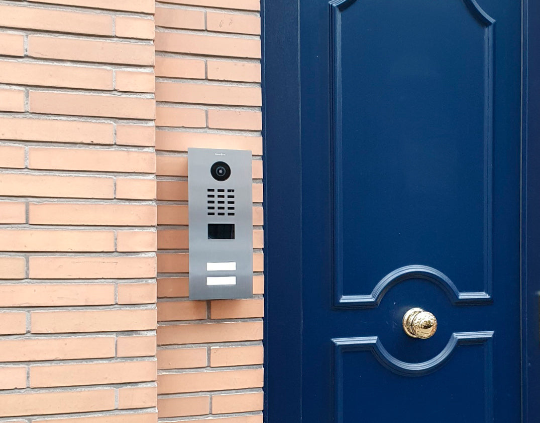 Stainless steel DoorBird outdoor video door station with camera and two call buttons